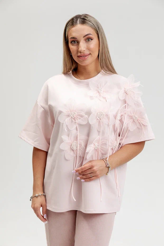 Tuffoni Koszulka Pink Frędzelki Oversize